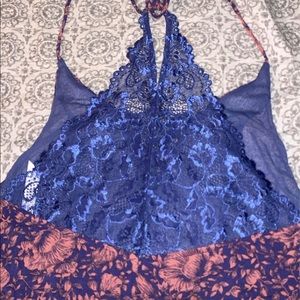 Lace back floral crop top